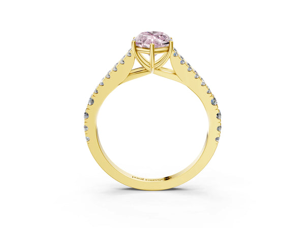 Yellow Gold Marquise Graduated Split Shank Engagement Ring Setting for Fancy Pink Center