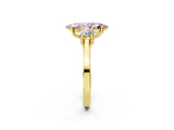 Yellow gold Fancy Pink Marquise Cut Diamond Three-Stone Engagement Ring with Prong Setting and Pavé Band_2