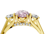 Yellow gold Fancy Pink Marquise Cut Diamond Three-Stone Engagement Ring with Prong Setting and Pavé Band_4
