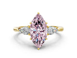 Yellow gold Fancy Pink Marquise Cut Diamond Three-Stone Ring with Pear Side Stones and Four-Prong Setting_60