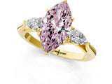 Yellow gold Fancy Pink Marquise Cut Diamond Three-Stone Ring with Pear Side Stones and Four-Prong Setting_61