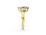Yellow gold Fancy Pink Marquise Cut Diamond Three-Stone Ring with Prong Setting and Classic Band_105