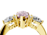 Yellow gold Fancy Pink Marquise Cut Diamond Three-Stone Ring with Prong Setting and Classic Band_107