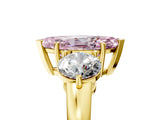 Yellow gold Fancy Pink Marquise Cut Diamond Three-Stone Ring with Prong Setting and Classic Band_108