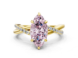 Yellow gold Fancy Pink Marquise  Cut Diamond Twist Band Solitaire with Prong Setting_56