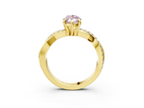 Yellow gold Fancy Pink Marquise  Cut Diamond Twist Band Solitaire with Prong Setting_59