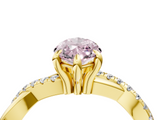 Yellow gold Fancy Pink Marquise  Cut Diamond Twist Band Solitaire with Prong Setting_60
