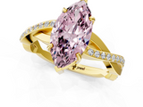 Yellow gold Fancy Pink Marquise  Cut Diamond Twisted Band Engagement Ring with Prong Setting_4