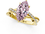 Yellow gold Fancy Pink Marquise  Cut Diamond Twisted Band with Pavé Setting and Four-Prong Setting_21