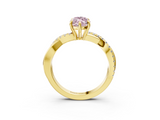 Yellow gold Fancy Pink Marquise  Cut Diamond Twisted Band with Pavé Setting and Four-Prong Setting_23