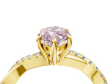 Yellow gold Fancy Pink Marquise  Cut Diamond Twisted Band with Pavé Setting and Four-Prong Setting_24