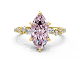 Yellow gold Fancy Pink Marquise  Cut Diamond Vine Band with Four-Prong Setting_84