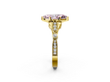 Yellow gold Fancy Pink Marquise  Cut Diamond with Milgrain Marquise and Bezel Accents on a Solitaire Band with Prong Setting_209