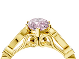 Yellow gold Fancy Pink Marquise  Cut Diamond with Milgrain Marquise and Bezel Accents on a Solitaire Band with Prong Setting_211