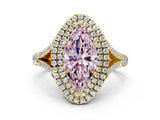 Yellow gold Fancy Pink Marquise  Cut Double Halo Split Shank Diamond Ring with Prong Setting_53