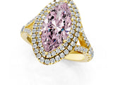 Yellow gold Fancy Pink Marquise  Cut Double Halo Split Shank Diamond Ring with Prong Setting_54