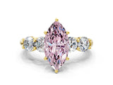 Yellow gold Fancy Pink Marquise  Cut Five-Stone Prong Set Diamond Ring with Classic Band_30