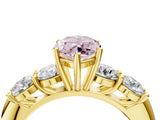Yellow gold Fancy Pink Marquise  Cut Five-Stone Prong Set Diamond Ring with Classic Band_34