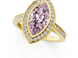 Yellow gold Fancy Pink Marquise Cut Halo Bezel Diamond Pave Band Ring_1