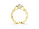 Yellow gold Fancy Pink Marquise Cut Halo Bezel Diamond Pave Band Ring_3