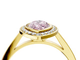 Yellow gold Fancy Pink Marquise Cut Halo Bezel Diamond Pave Band Ring_4