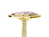 Yellow gold Fancy Pink Marquise Cut Halo Bezel Diamond Pave Band Ring_5