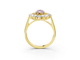 Yellow gold Fancy Pink Marquise Cut Halo Cluster Diamond Ring with Pave Band and Four-Prong Setting_15