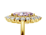 Yellow gold Fancy Pink Marquise Cut Halo Cluster Diamond Ring with Pave Band and Four-Prong Setting_17