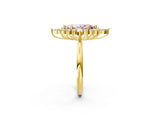 Yellow gold Fancy Pink Marquise Cut Halo Diamond Cluster Ring with Marquise and Round Stones on a White Gold Band with Prong Setting_2