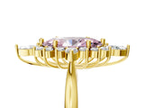 Yellow gold Fancy Pink Marquise Cut Halo Diamond Cluster Ring with Marquise and Round Stones on a White Gold Band with Prong Setting_5