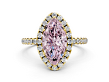 Yellow gold Fancy Pink Marquise  Cut Halo Diamond Engagement Ring with Pave Band and Four-Prong Setting_20