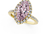 Yellow gold Fancy Pink Marquise  Cut Halo Diamond Engagement Ring with Pave Band and Four-Prong Setting_21