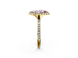 Yellow gold Fancy Pink Marquise  Cut Halo Diamond Engagement Ring with Pave Band and Four-Prong Setting_22