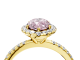Yellow gold Fancy Pink Marquise  Cut Halo Diamond Engagement Ring with Pave Band and Four-Prong Setting_24