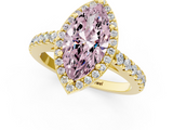 Yellow gold Fancy Pink Marquise  Cut Halo Diamond Engagement Ring with Pave Band and Four-Prong Setting_29
