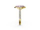 Yellow gold Fancy Pink Marquise  Cut Halo Diamond Engagement Ring with Pave Band and Four-Prong Setting_30