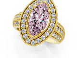 Yellow gold Fancy Pink Marquise Cut Halo Diamond Engagement Ring with Pave Split Shank and Four-Prong Setting_1