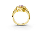 Yellow gold Fancy Pink Marquise Cut Halo Diamond Engagement Ring with Pave Split Shank and Four-Prong Setting_3