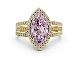 Yellow gold Fancy Pink Marquise  Cut Halo Diamond Engagement Ring with Split Shank and Four-Prong Setting_20