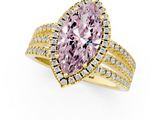 Yellow gold Fancy Pink Marquise  Cut Halo Diamond Engagement Ring with Split Shank and Four-Prong Setting_21