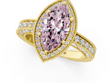 Yellow gold Fancy Pink Marquise  Cut Halo Diamond Pave Band Ring with Four-Prong Setting_26