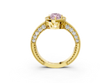 Yellow gold Fancy Pink Marquise  Cut Halo Diamond Pave Band Ring with Four-Prong Setting_27