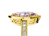 Yellow gold Fancy Pink Marquise  Cut Halo Diamond Pave Band Ring with Four-Prong Setting_29