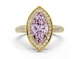 Yellow gold Fancy Pink Marquise  Cut Halo Diamond Pave Band with Four-Prong Setting_37