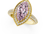 Yellow gold Fancy Pink Marquise  Cut Halo Diamond Pave Band with Four-Prong Setting_38