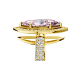 Yellow gold Fancy Pink Marquise  Cut Halo Diamond Pave Band with Four-Prong Setting_42