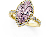 Yellow gold Fancy Pink Marquise Cut Halo Diamond Pave Band with Prong Setting_1