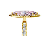 Yellow gold Fancy Pink Marquise Cut Halo Diamond Pave Band with Prong Setting_5