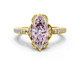 Yellow gold Fancy Pink Marquise  Cut Halo Diamond Ring with Channel Set Band and Four-Prong Setting_32