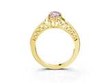 Yellow gold Fancy Pink Marquise  Cut Halo Diamond Ring with Channel Set Band and Four-Prong Setting_35